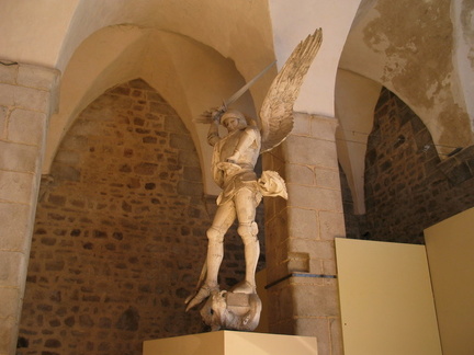 Reproduction of the gilded statue that sits on top of the abbey.