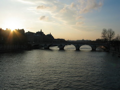The Seine river near dusk.