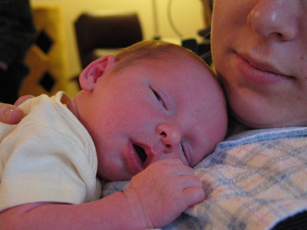 Baby Ryan's snuggle time with Auntie Sara.